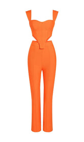 BANDAGE CUT OUT TWO PIECE SET IN ORANGE